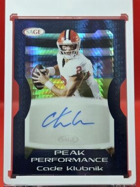 Sage Peak Performance Cade Klubnik Autograph Football Card 2026